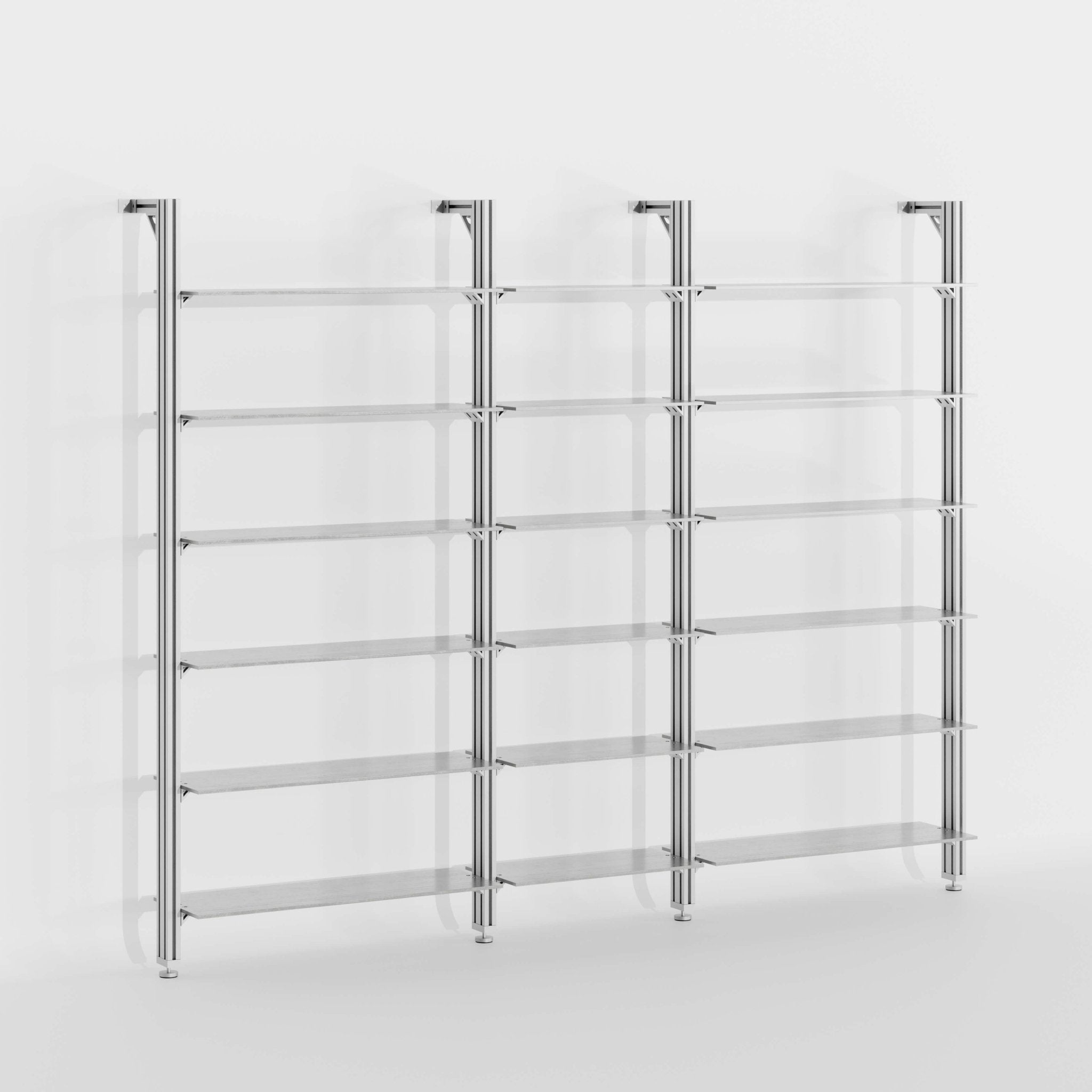 SC02 – Aluminum Shelving Unit, 3 - Bay - Sektor Furniture