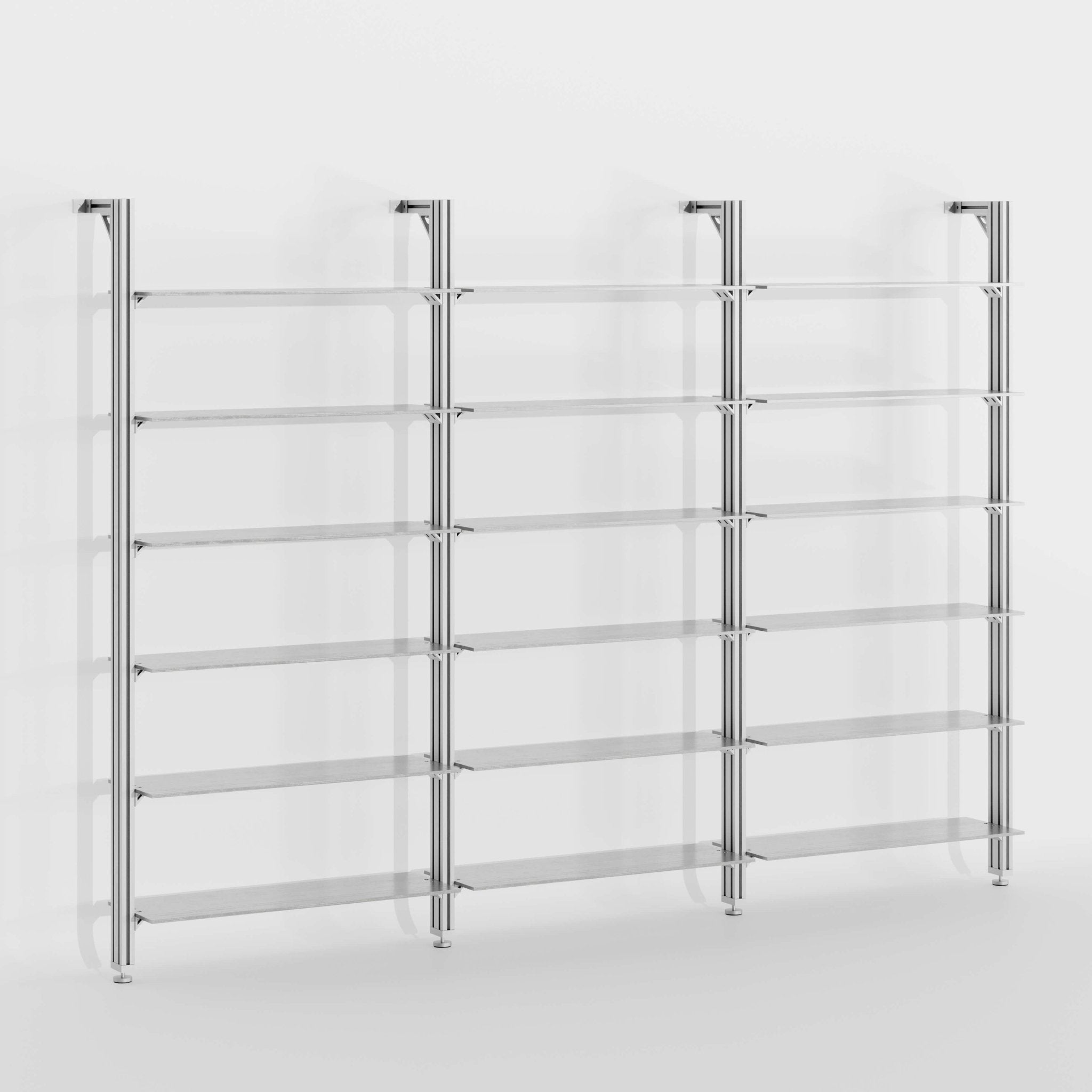 SC02 – Aluminum Shelving Unit, 3 - Bay - Sektor Furniture